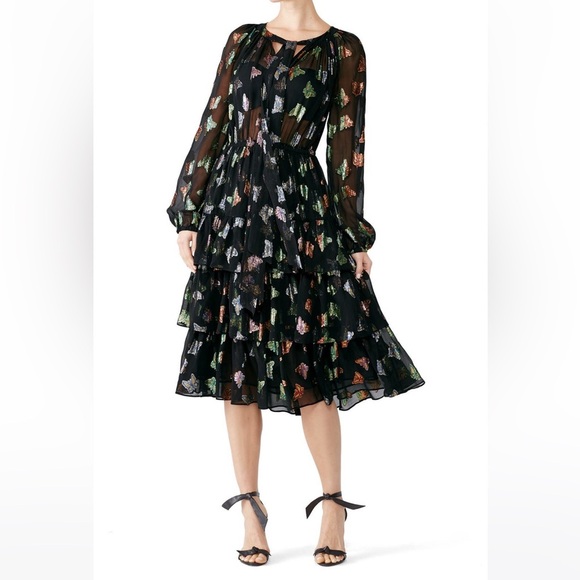 The Kooples Sheer Jumper Dress Black Butterfly Print - Picture 2 of 6